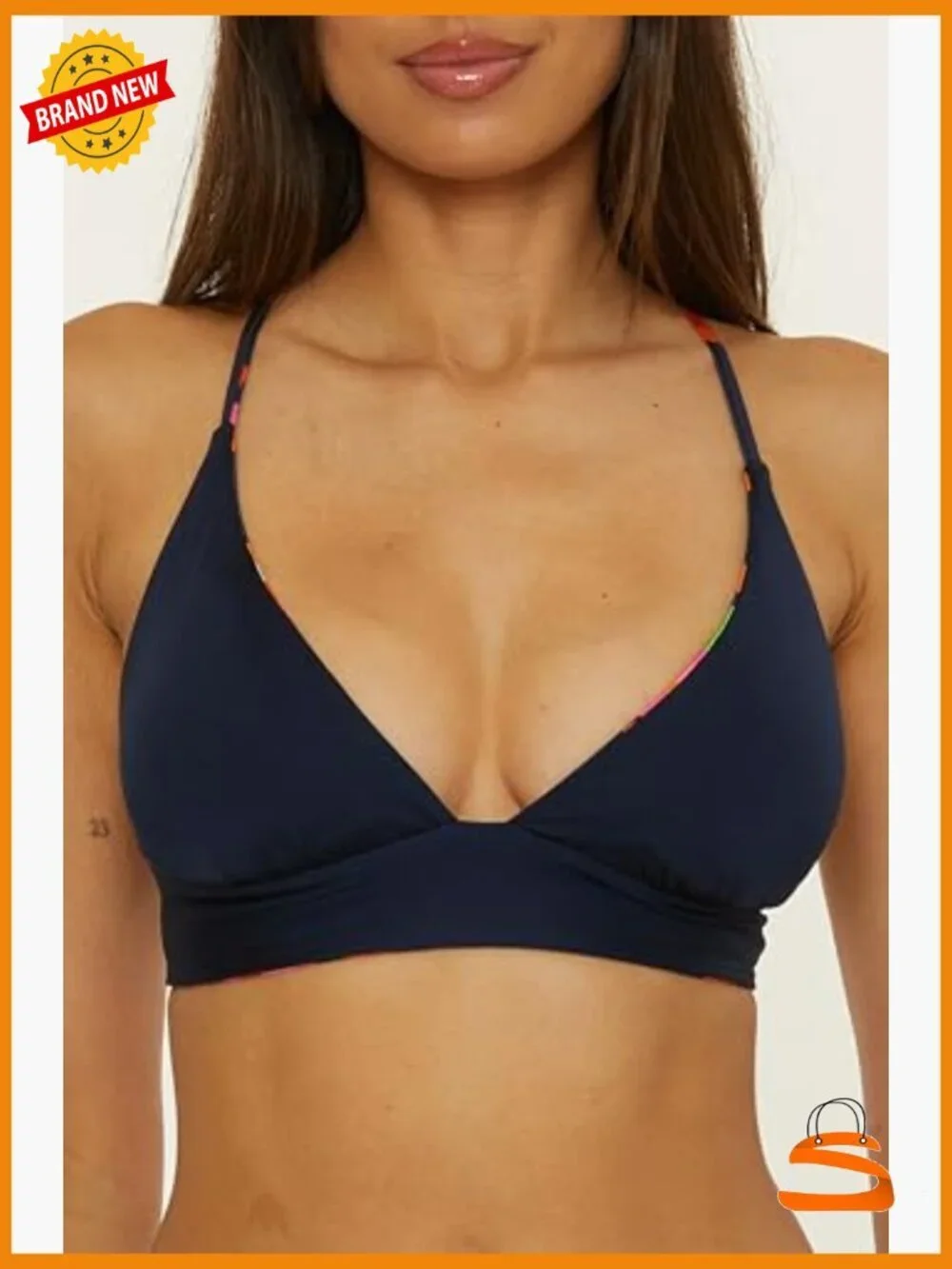 Size 6 Halter Bikini Top, Adjustable Ties, Reversible, Nylon Spandex